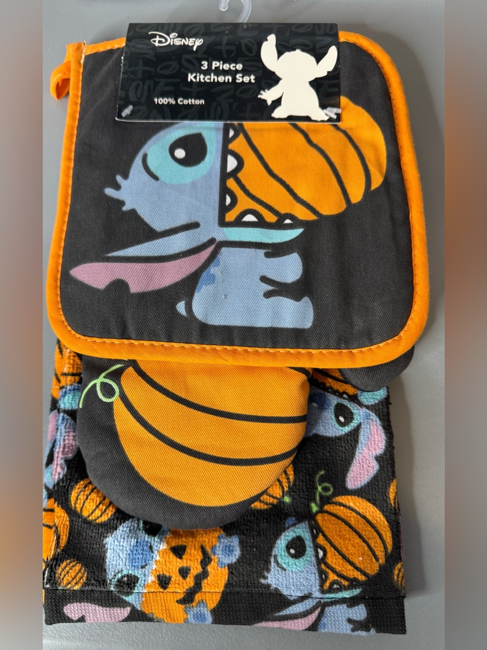 Disney Halloween themed Stitch pumpkin Kitchen Set - Black & Orange spooky